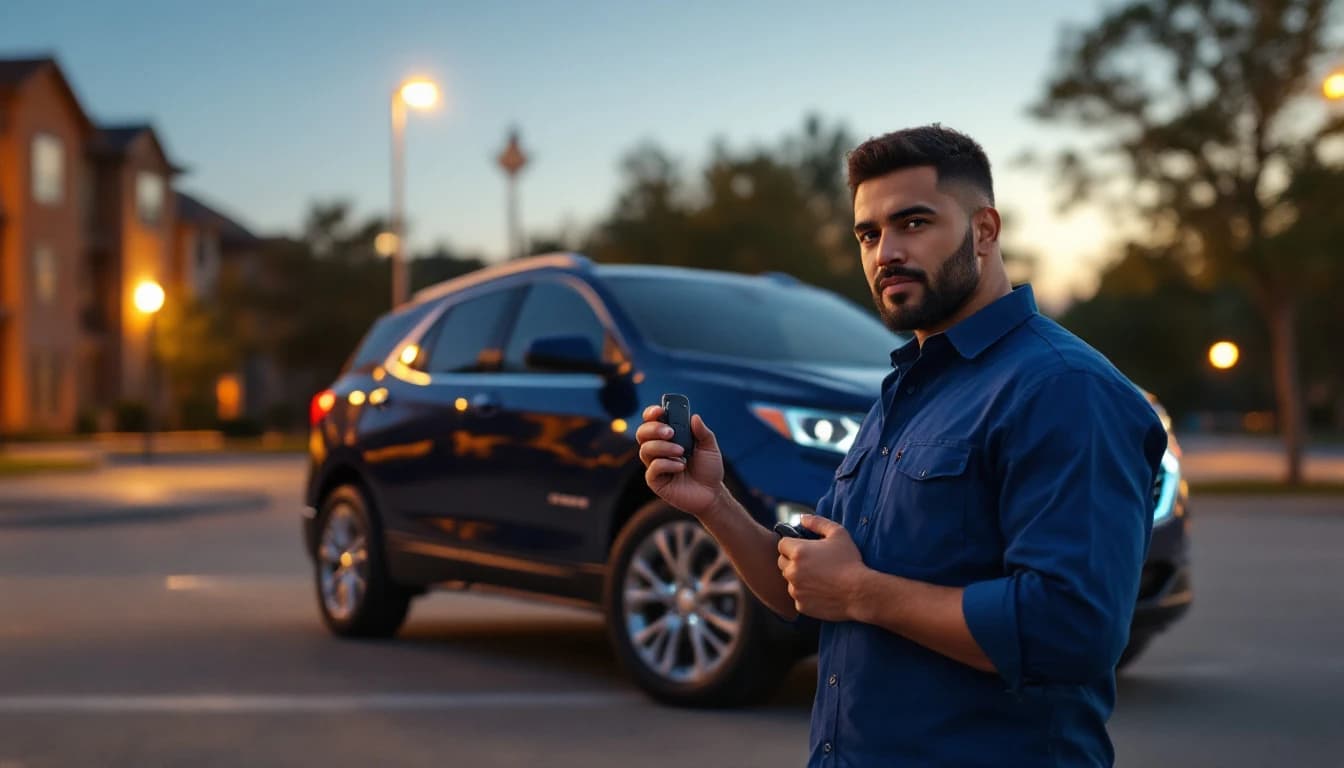 Cerrajero móvil programando una llave de proximidad de Chevrolet Equinox en Farmers Branch TX