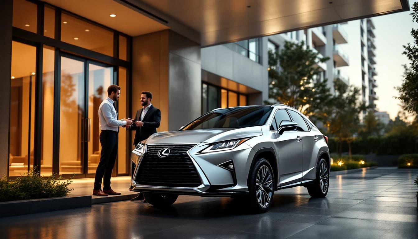 Llave inteligente de Lexus junto a un smart key de Acura sobre la consola de un sedán de lujo en Las Colinas, Texas