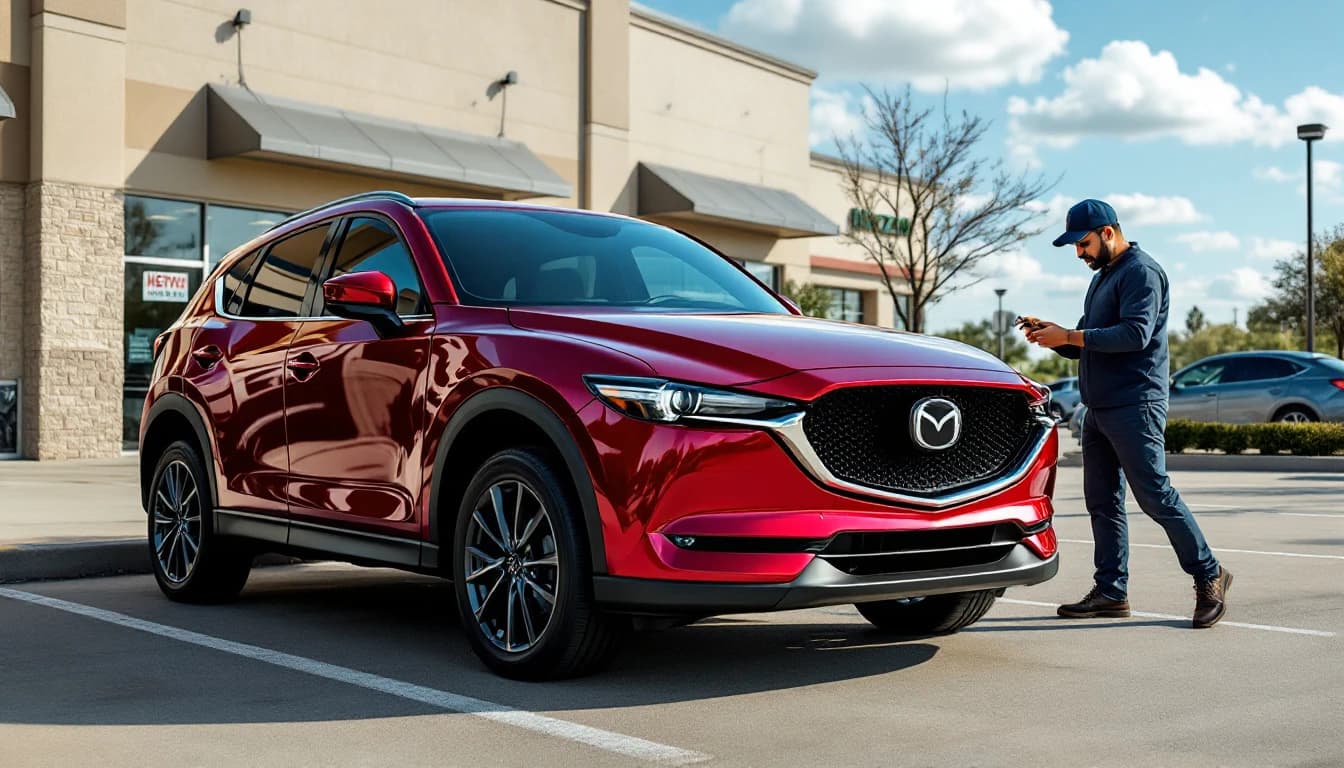 Cerrajero móvil programando una llave Advanced Keyless de Mazda CX-5 en Carrollton, Texas