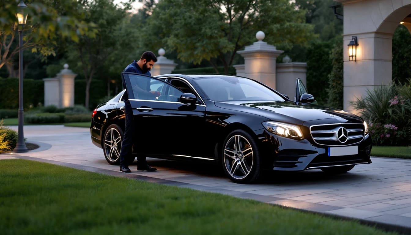 Cerrajero programando una SmartKey de Mercedes-Benz Clase E junto al vehículo en Las Colinas, Texas