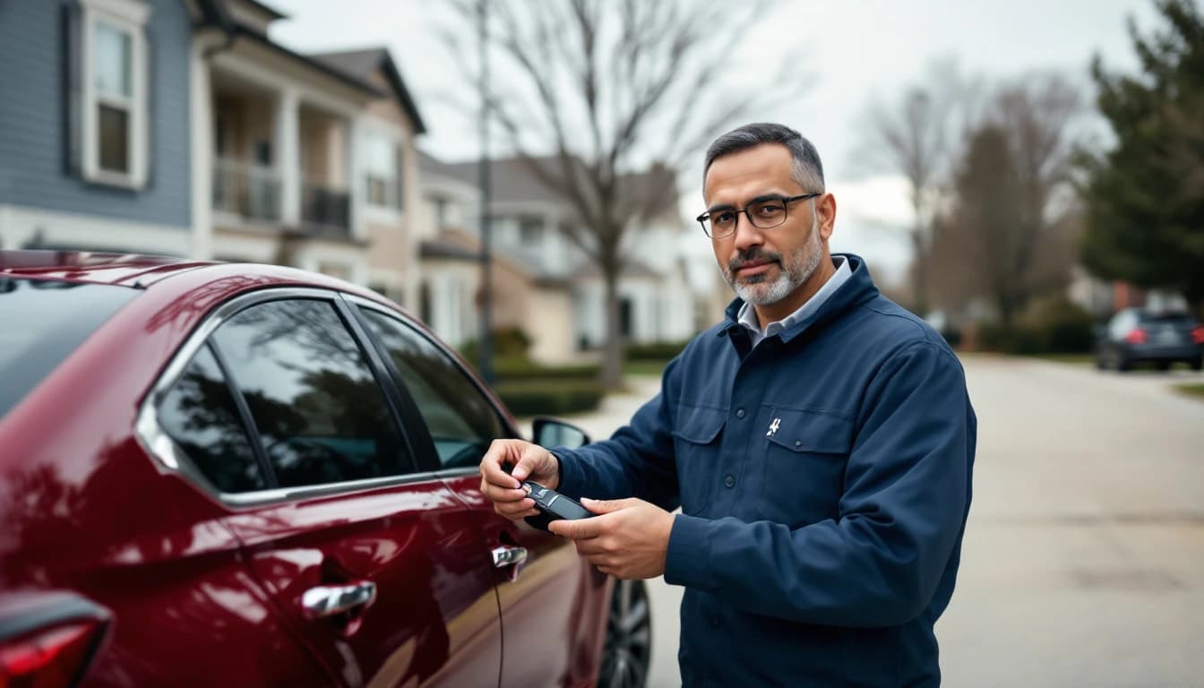 Cerrajero móvil programando una Intelligent Key de Nissan Rogue en Bedford TX