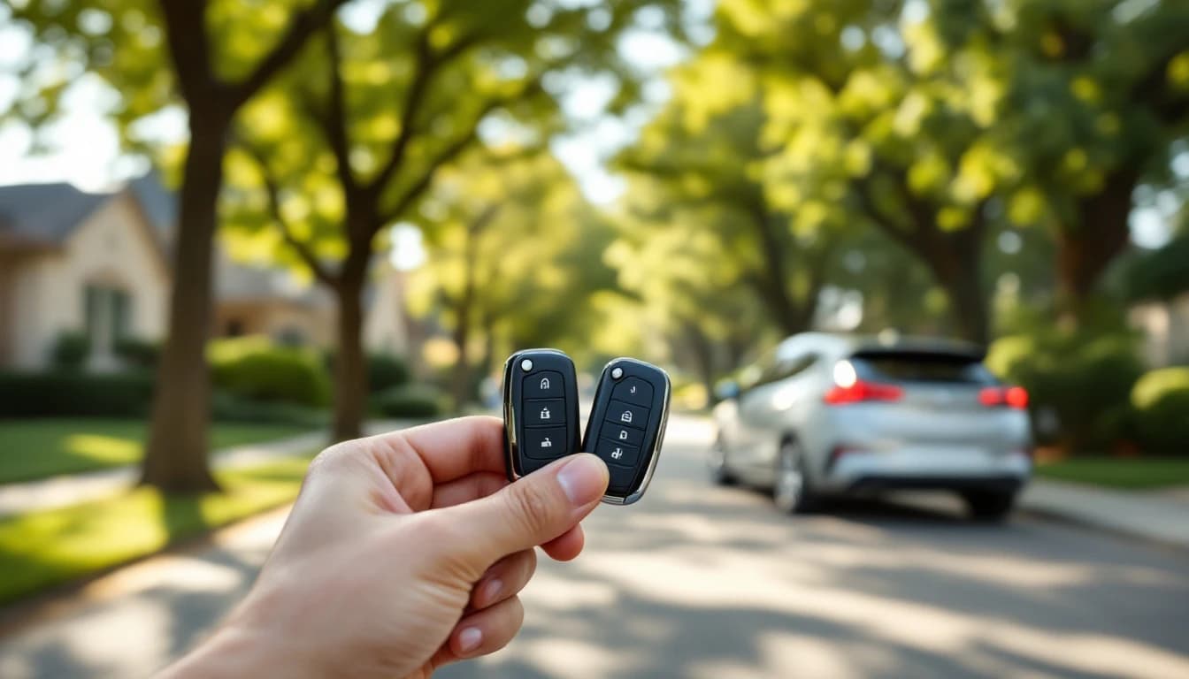 Llave inteligente de Toyota Prius siendo programada por un cerrajero móvil en Farmers Branch, Texas