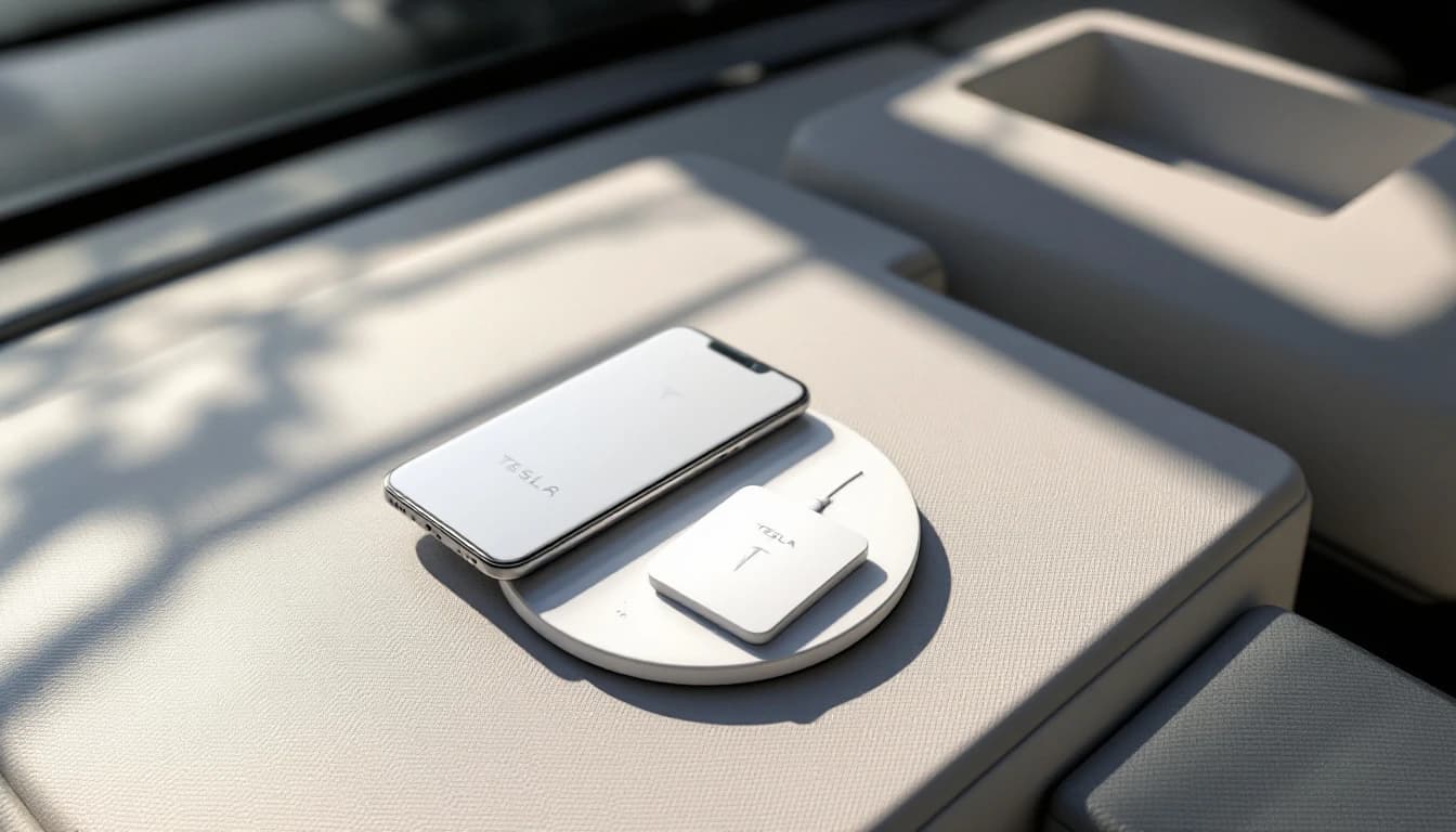Tarjeta-llave NFC de Tesla apoyada en el pilar B de un Model Y en Coppell, Texas